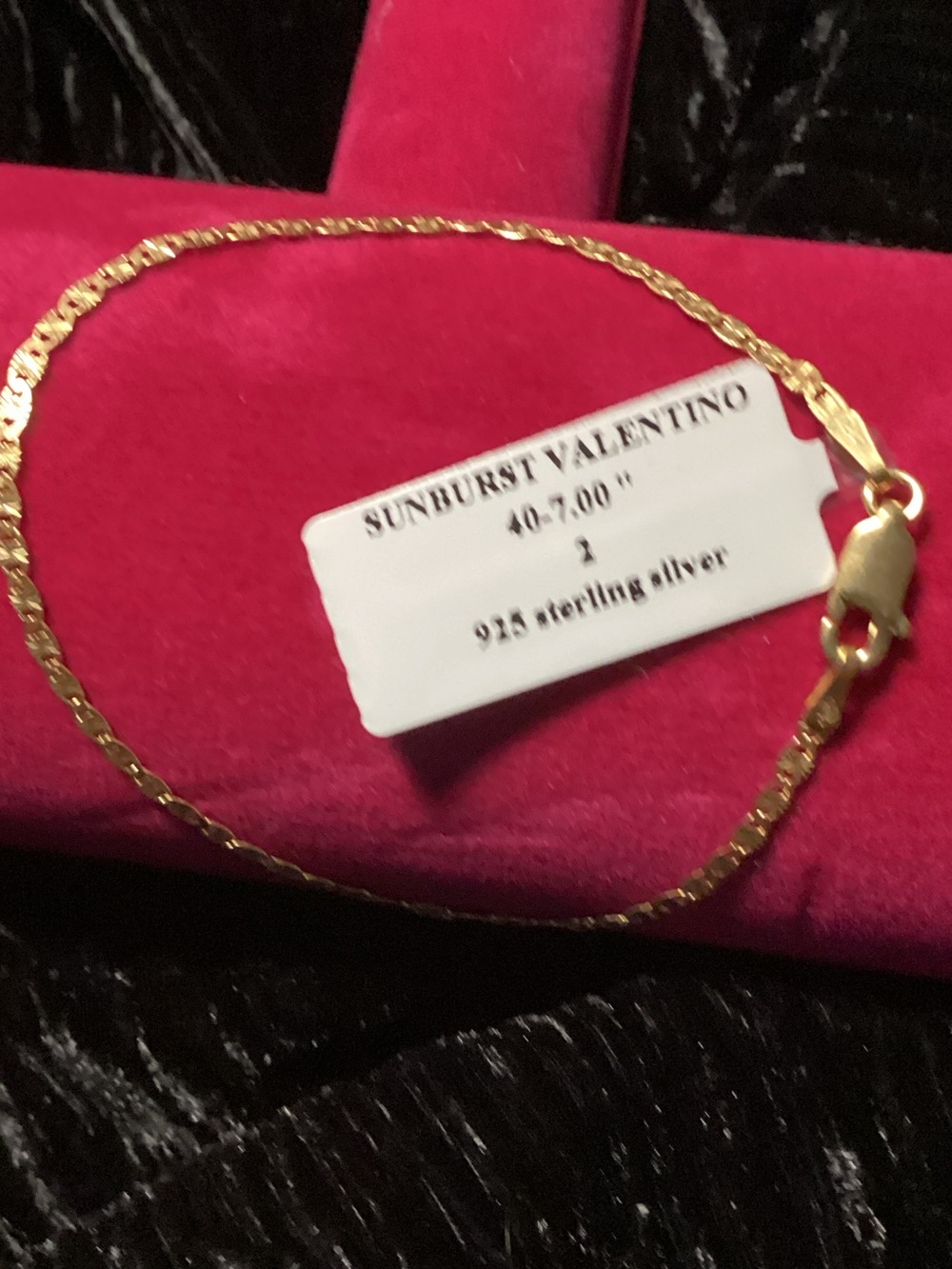 Gold over 925 Sterling Silver sunburst, Valentino, 7 inch bracelet